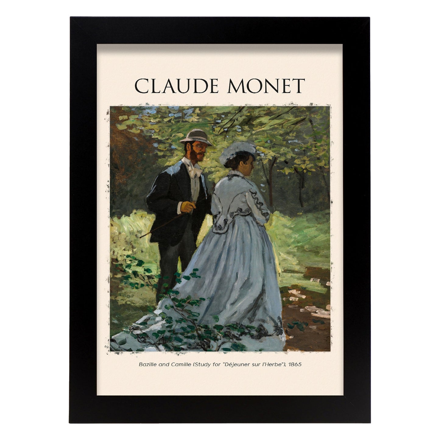 Lámina de arte estético de Bazille y Camille inspirada en Claude Monet