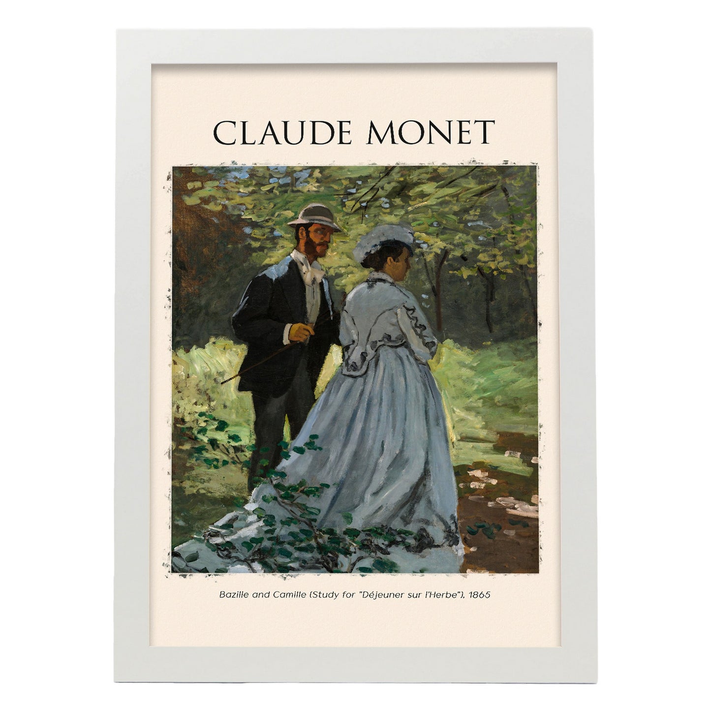 Lámina de arte estético de Bazille y Camille inspirada en Claude Monet