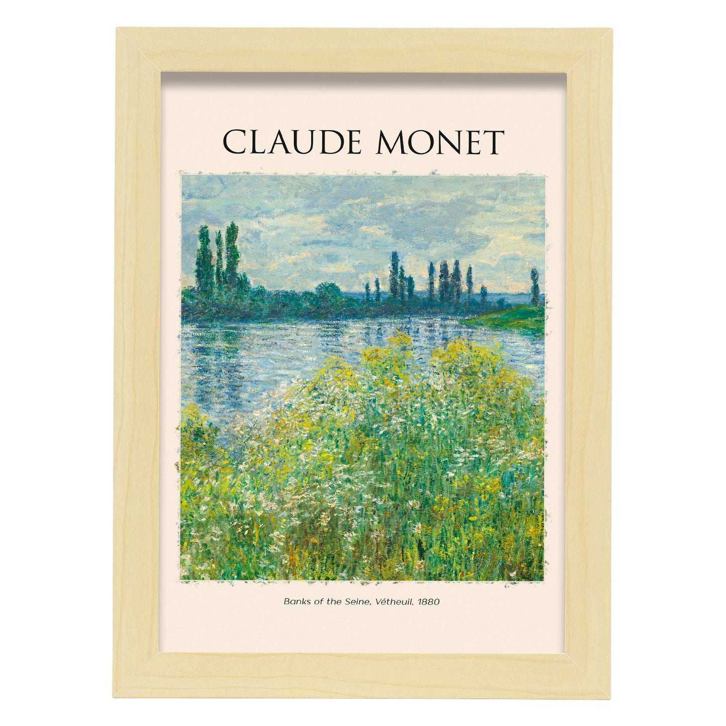 Lámina de Bancos del Sena inspirada en Claude Monet