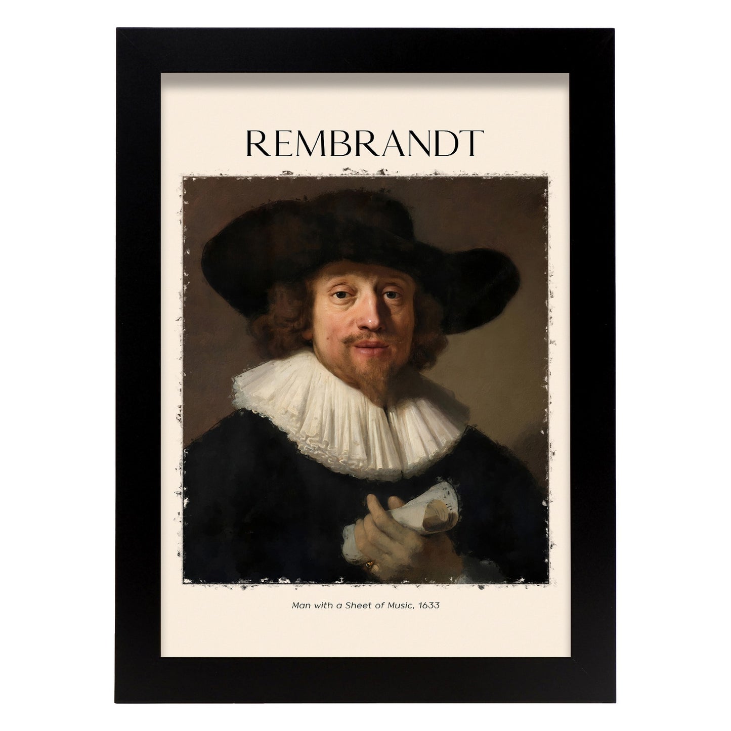 Lámina de Hombre con Hoja de Música Inspirada en Rembrandt