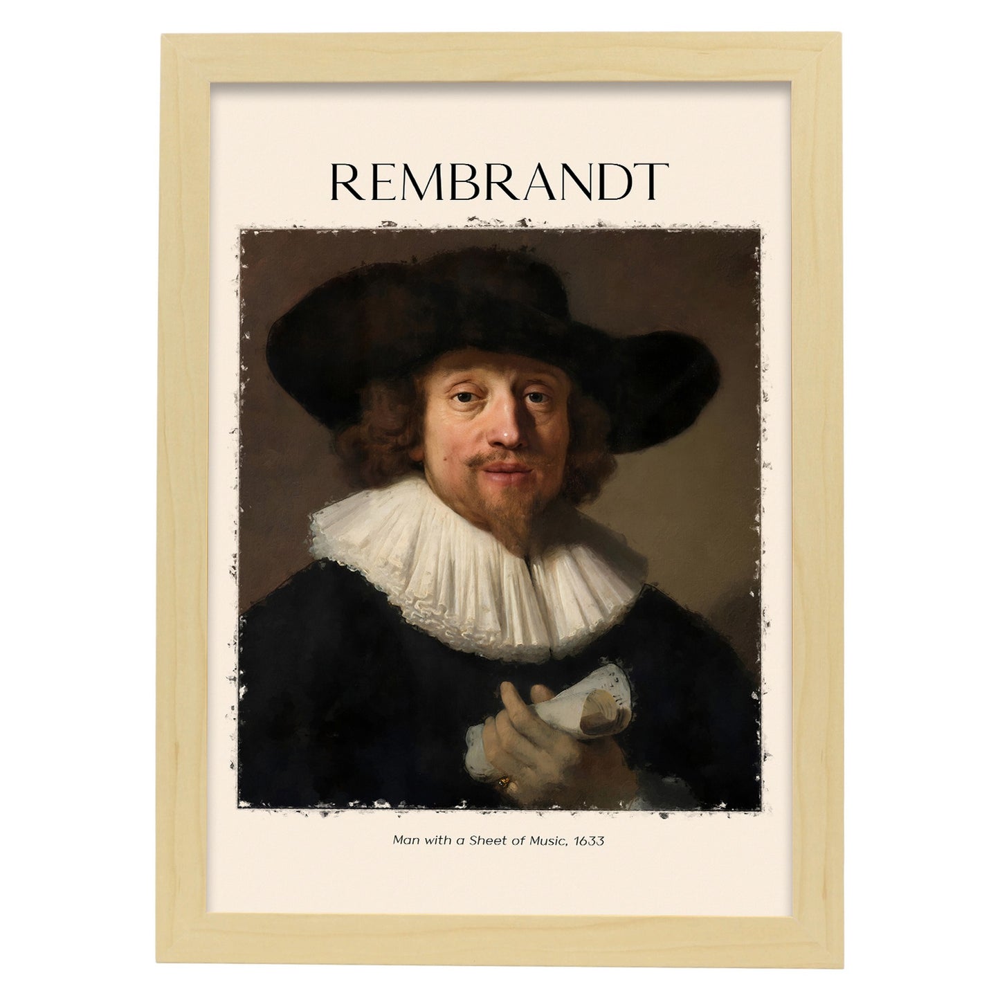 Lámina de Hombre con Hoja de Música Inspirada en Rembrandt