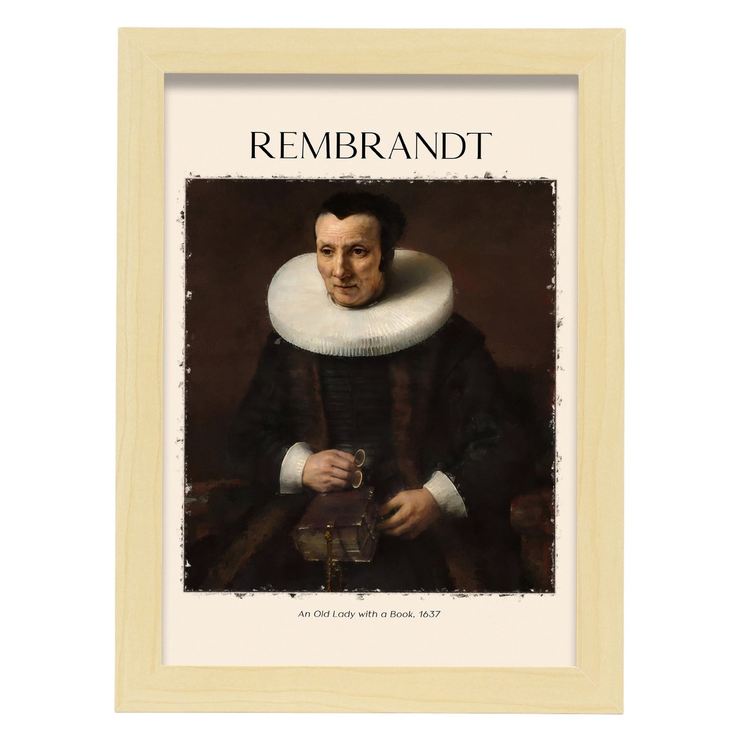 Lámina Anciana con Libro Inspirada en Rembrandt