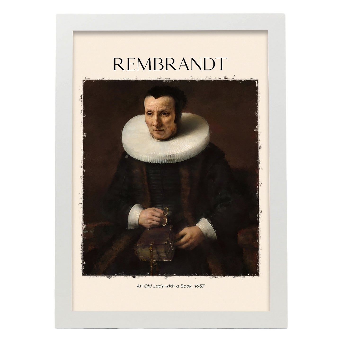 Lámina Anciana con Libro Inspirada en Rembrandt