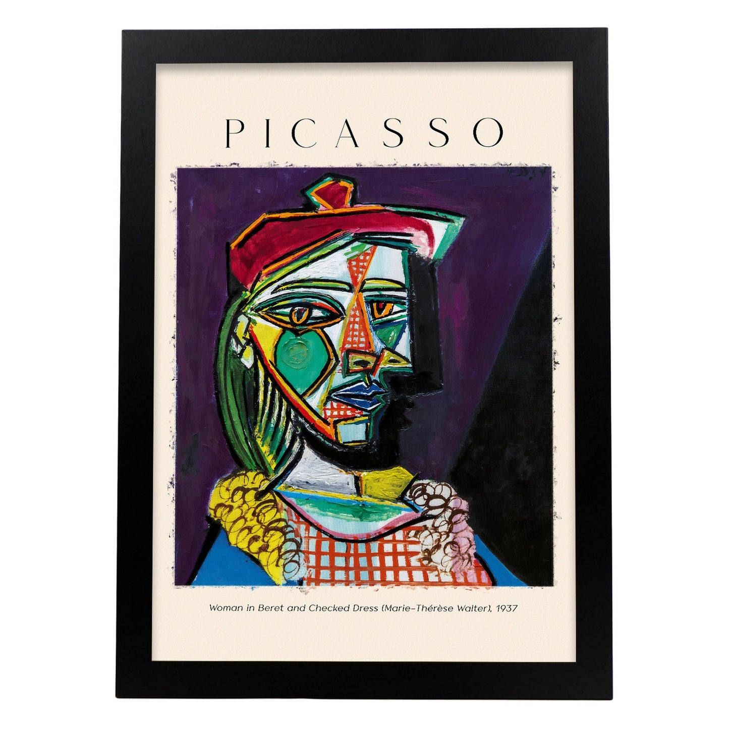 Lámina de Mujer en Boina y Vestido Inspirada en Picasso