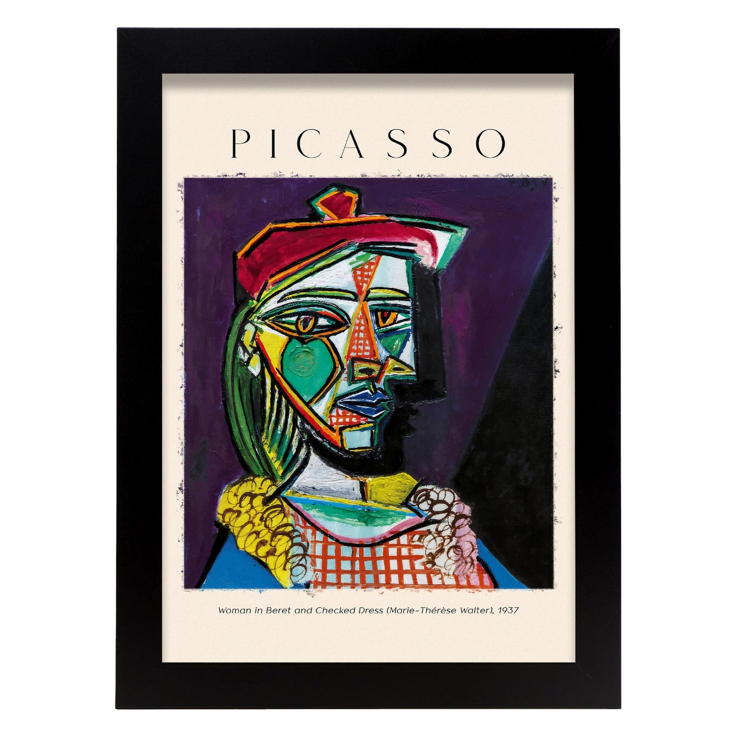 Lámina de Mujer en Boina y Vestido Inspirada en Picasso