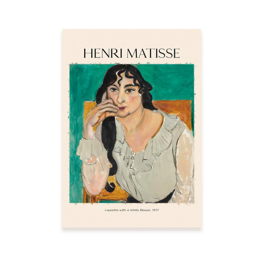 Lámina poster de Laurette con blusa blanca inspirada en Henri Matisse