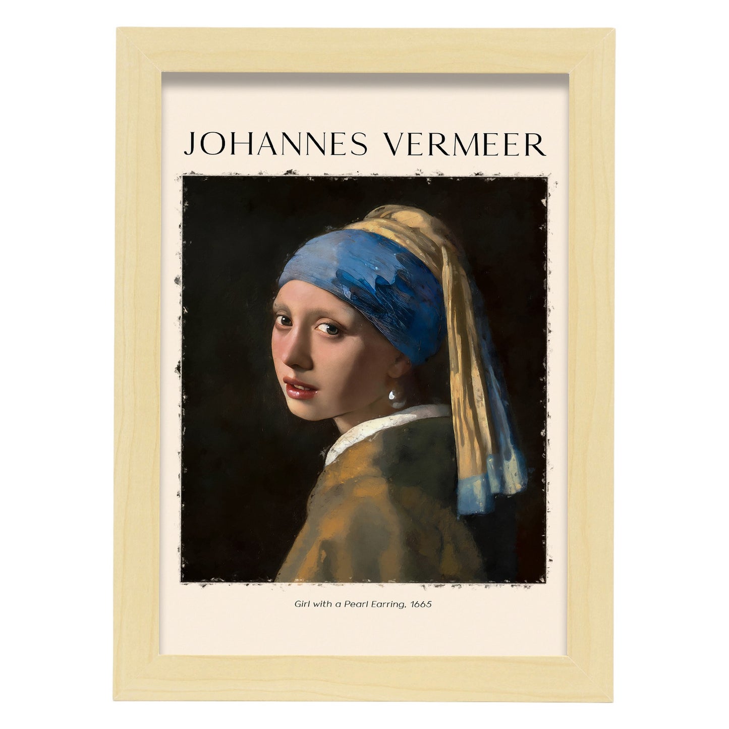 Lámina decorativa inspirada en Johannes Vermeer: Chica con un arete de perlas
