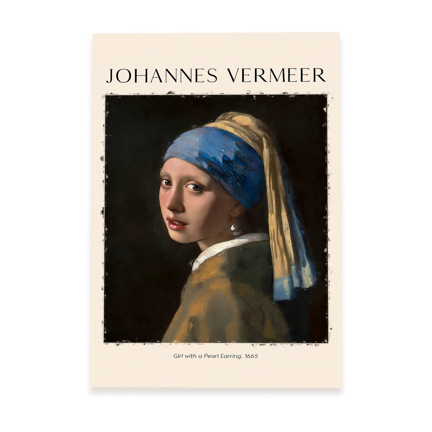 Lámina decorativa inspirada en Johannes Vermeer: Chica con un arete de perlas