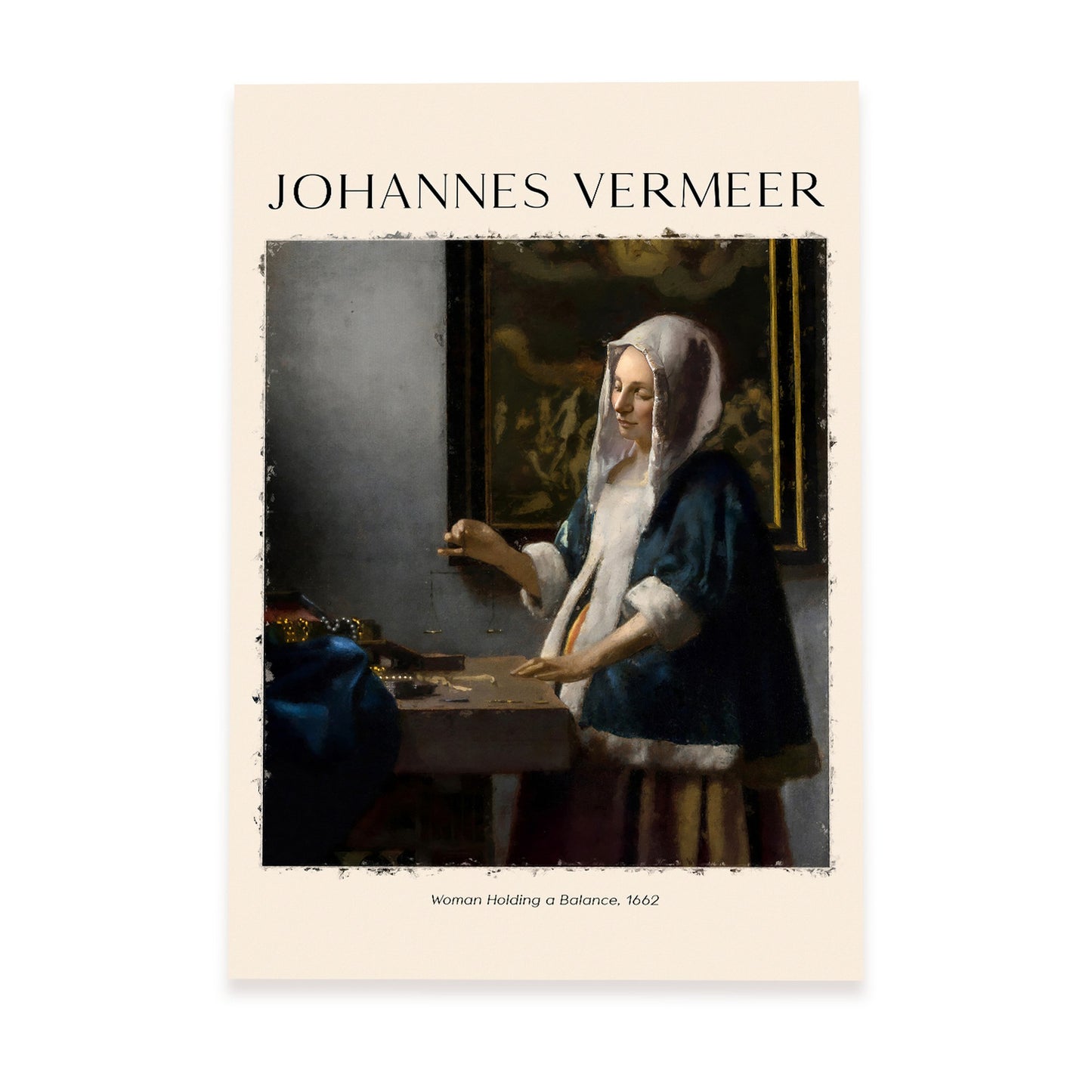 Lámina de Mujer con Equilibrio inspirada en Johannes Vermeer