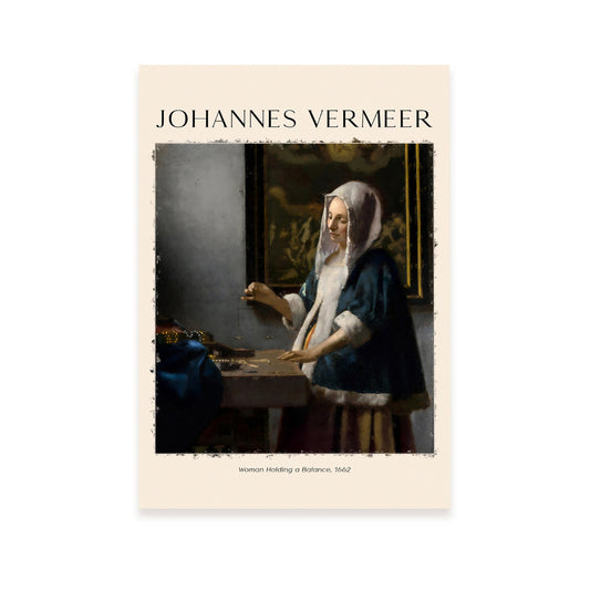 Lámina de Mujer con Equilibrio inspirada en Johannes Vermeer