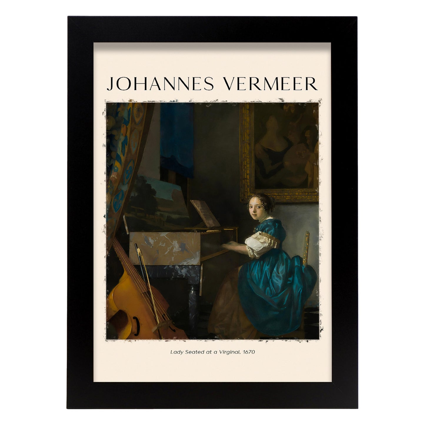 Lámina de arte de pared de Dama en un virginal de Johannes Vermeer
