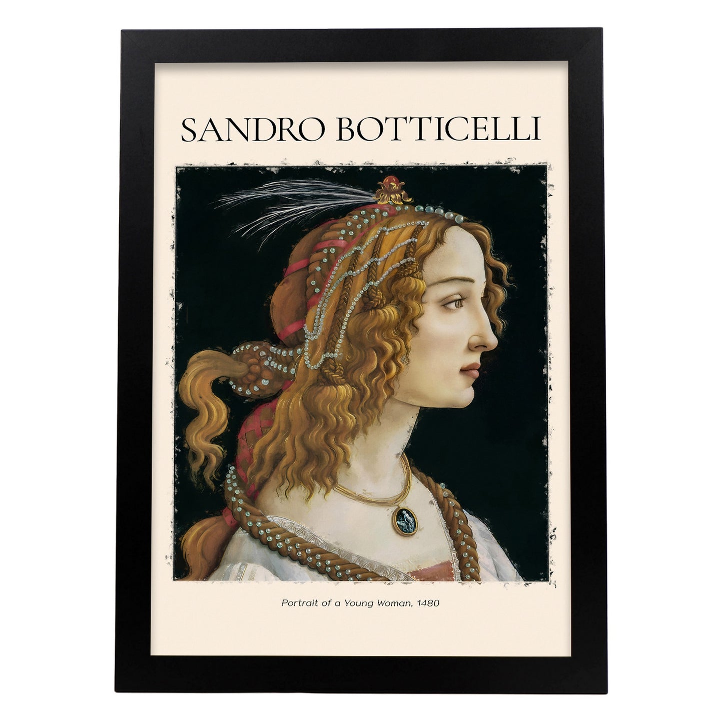 Lámina de Retrato de Mujer Joven inspirada en Sandro Botticelli