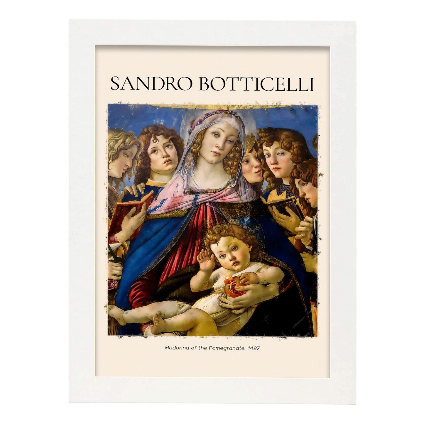 Lámina decorativa de Madonna de la Granada inspirada en Sandro Botticelli