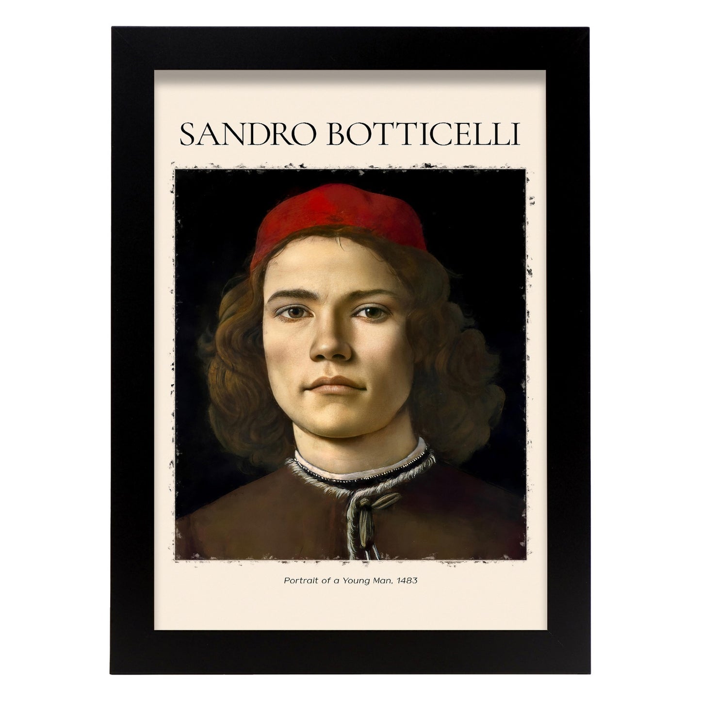 Lámina decorativa de Retrato de un joven inspirada en Sandro Botticelli