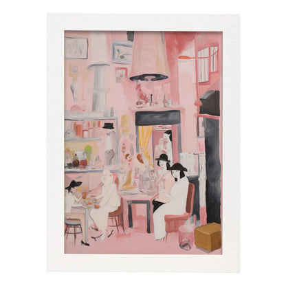 Lámina Nacnic Café de Amigos para Habitación Rosa Ecléctica