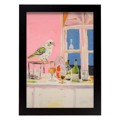 Lamina Nacnic Pájaro Agradable en Habitación Rosa Ecléctica