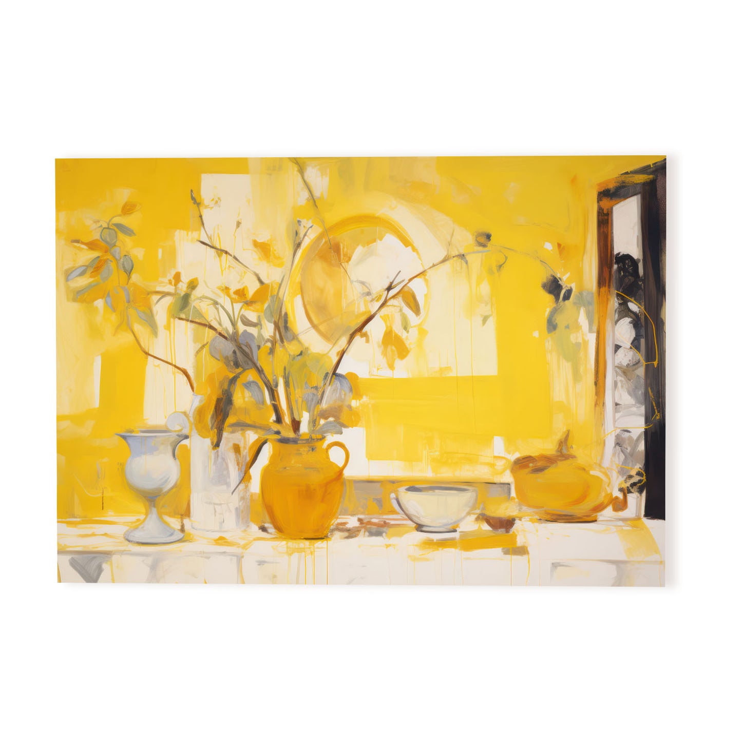 Nacnic Jarrón amarillo Lamina. En Amarillo interior ecléctico. Estampados decorativos estéticos para su sala de estar, dormitorio, hogar