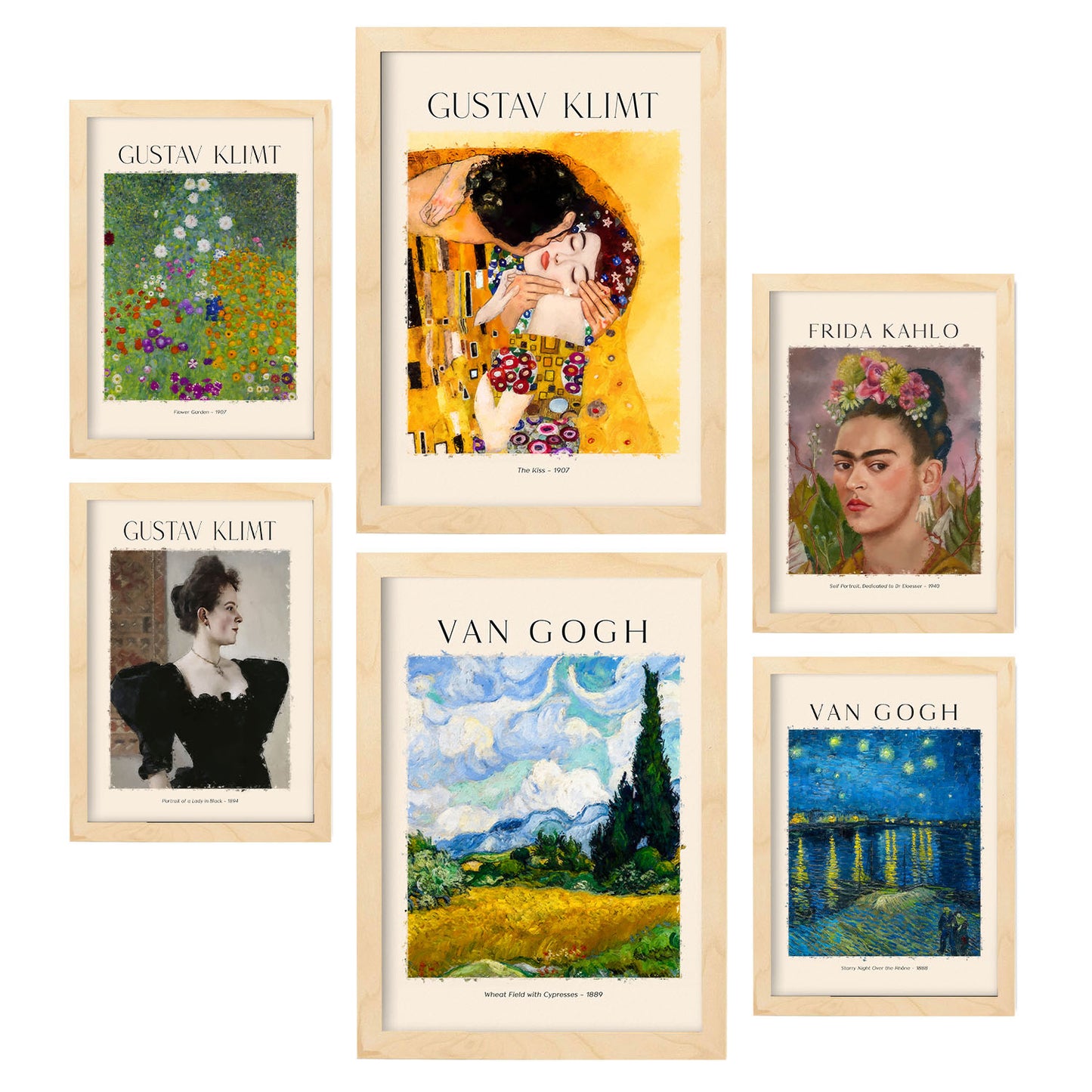 Set de Láminas de Frida, Klimt y Van Gogh