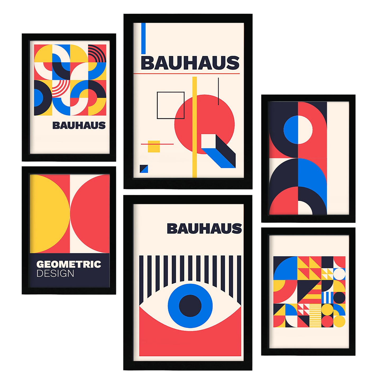 Nacnic Set de 6 Laminas en Bauhaus Style 3 Laminas de colección de diseño geométrico Estampados decorativos estéticos para su sala de estar, dormitorio, hogar Tamaños A4 y A3