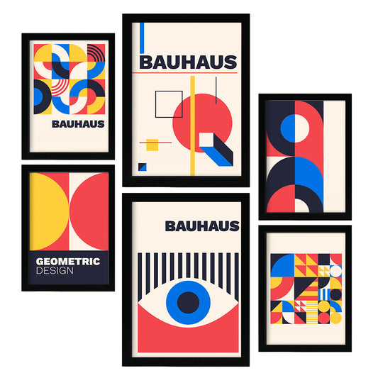 Nacnic Set de 6 Laminas en Bauhaus Style 3 Laminas de colección de diseño geométrico Estampados decorativos estéticos para su sala de estar, dormitorio, hogar Tamaños A4 y A3