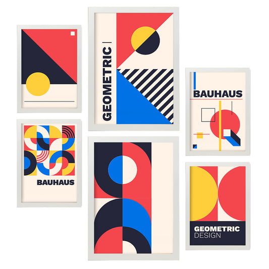 Nacnic Set de 6 Laminas Estilo Bauhaus con Diseño Geométrico