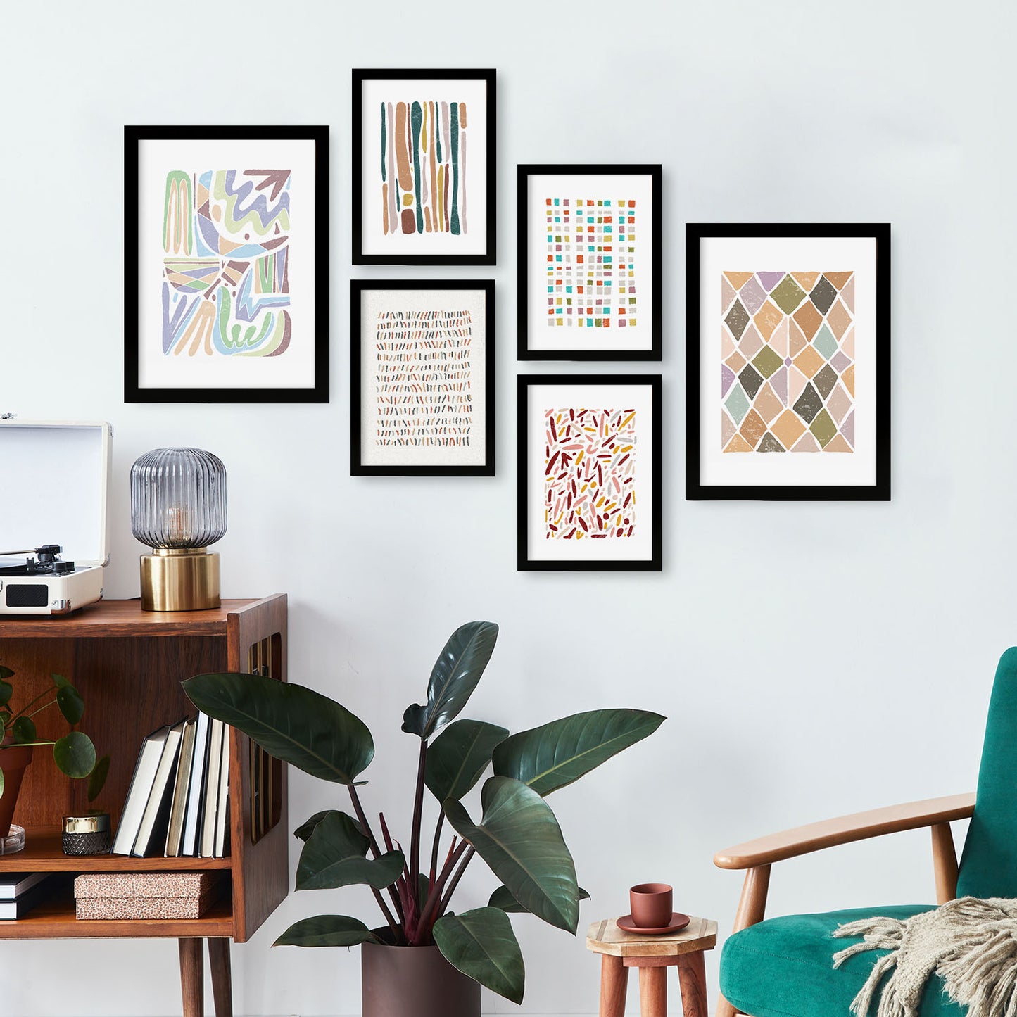 Nacnic Set de 6 Laminas de patrones en colección de Laminas de estilo étnico. Cuadros decorativos estéticos para su sala de estar, dormitorio, hogar. Impresión de arte de pared. Tamaños A4 y A3