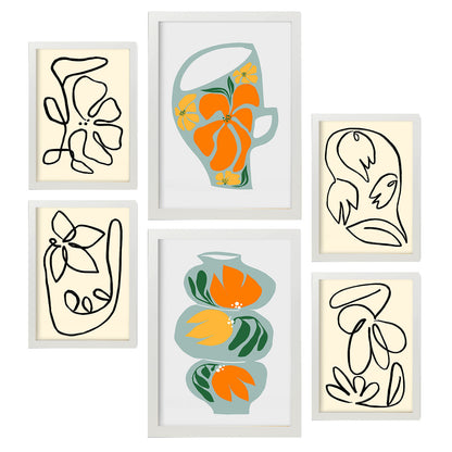 Nacnic Set de 6 Láminas de Jarrón Abstracto de Flores