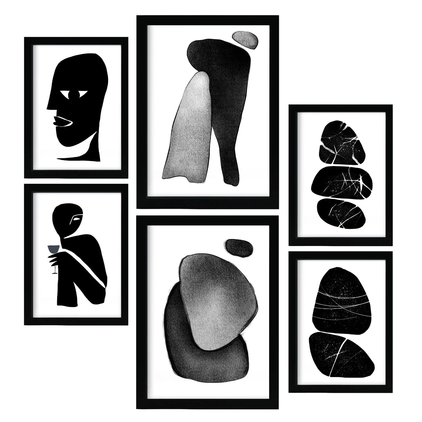 Nacnic Set de 6 Cabezales sin dato Posters. En Amantes abstracto. Estampados decorativos estéticos para su sala de estar, dormitorio, hogar Tamaños A4 y A3