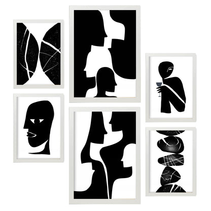 Nacnic Set de 6 Láminas Cabeza Atavista en Amantes Abstracto