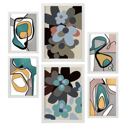 Nacnic Set de 6 Laminas Abstractas de Flores Hodgepodge