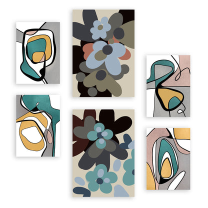 Nacnic Set de 6 Laminas Abstractas de Flores Hodgepodge