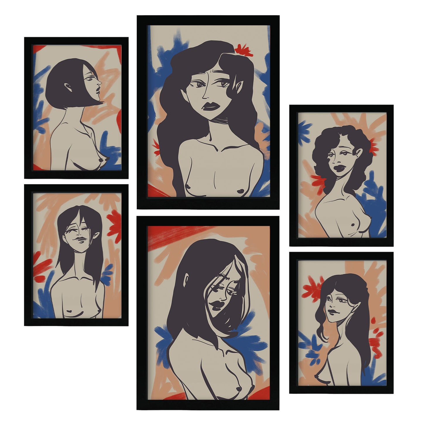 Nacnic Set de 6 Posters de Belleza Mesmérica en Abstracto Femenino