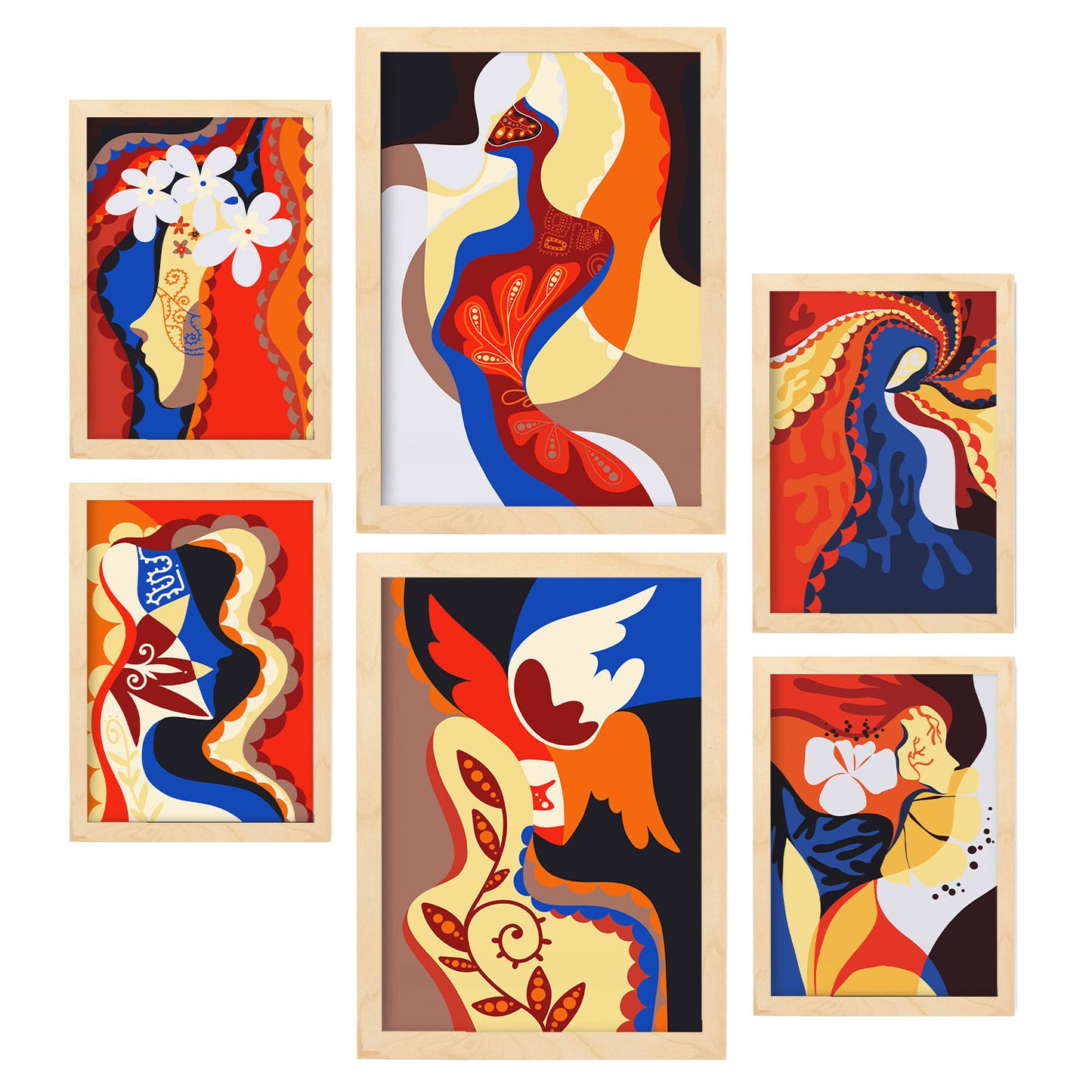 Nacnic Set de 6 Dominio fascinante Posters. En Abstracto femenino. Estampados decorativos estéticos para su sala de estar, dormitorio, hogar Tamaños A4 y A3