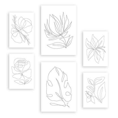 Nacnic Set de 6 Láminas Abstractas de Flores Estéticas