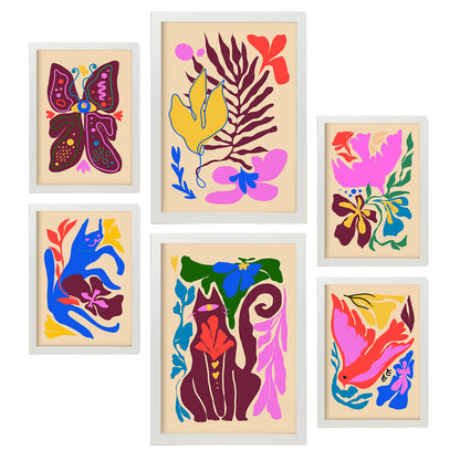 Nacnic Set de 6 Láminas Pintorescas de Animales Abstractos