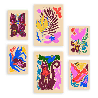Nacnic Set de 6 Láminas Pintorescas de Animales Abstractos