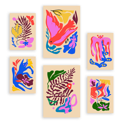 Nacnic Set de 6 Láminas en Abstracto de Flores Estéticas