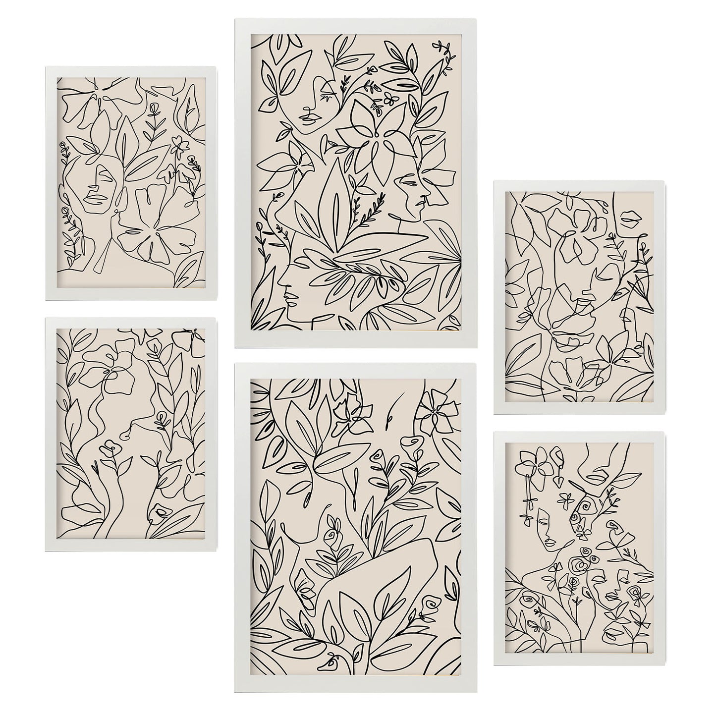 Nacnic Set de 6 Láminas Abstractas de Flores con Volantes