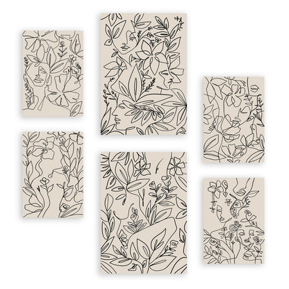 Nacnic Set de 6 Láminas Abstractas de Flores con Volantes