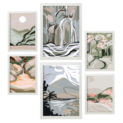 Conjunto Nacnic de 6 Láminas de Paisajes Abstractos