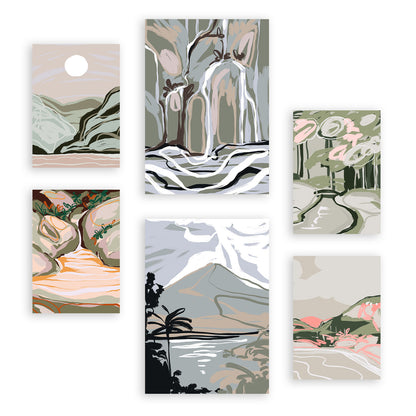 Conjunto Nacnic de 6 Láminas de Paisajes Abstractos