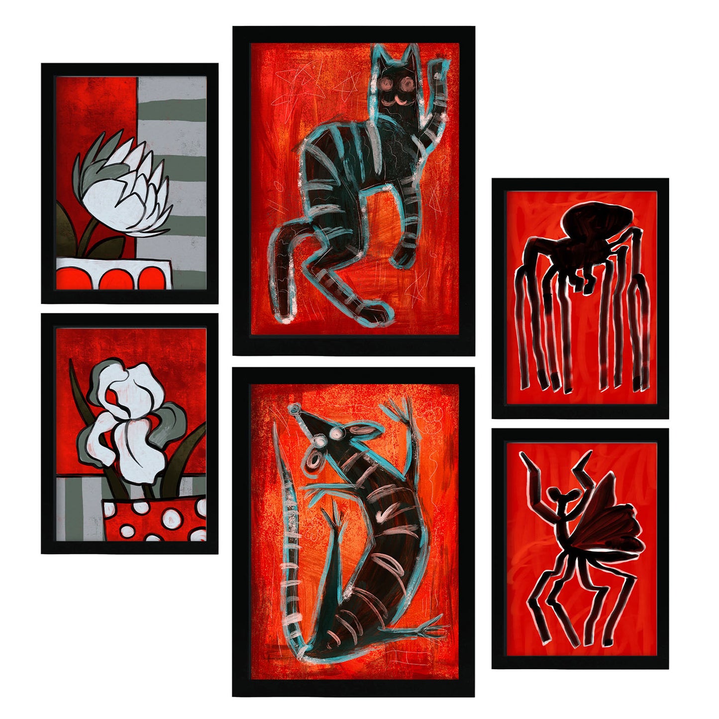Set de 6 Láminas Nacnic de Criaturas y Animales Abstractos