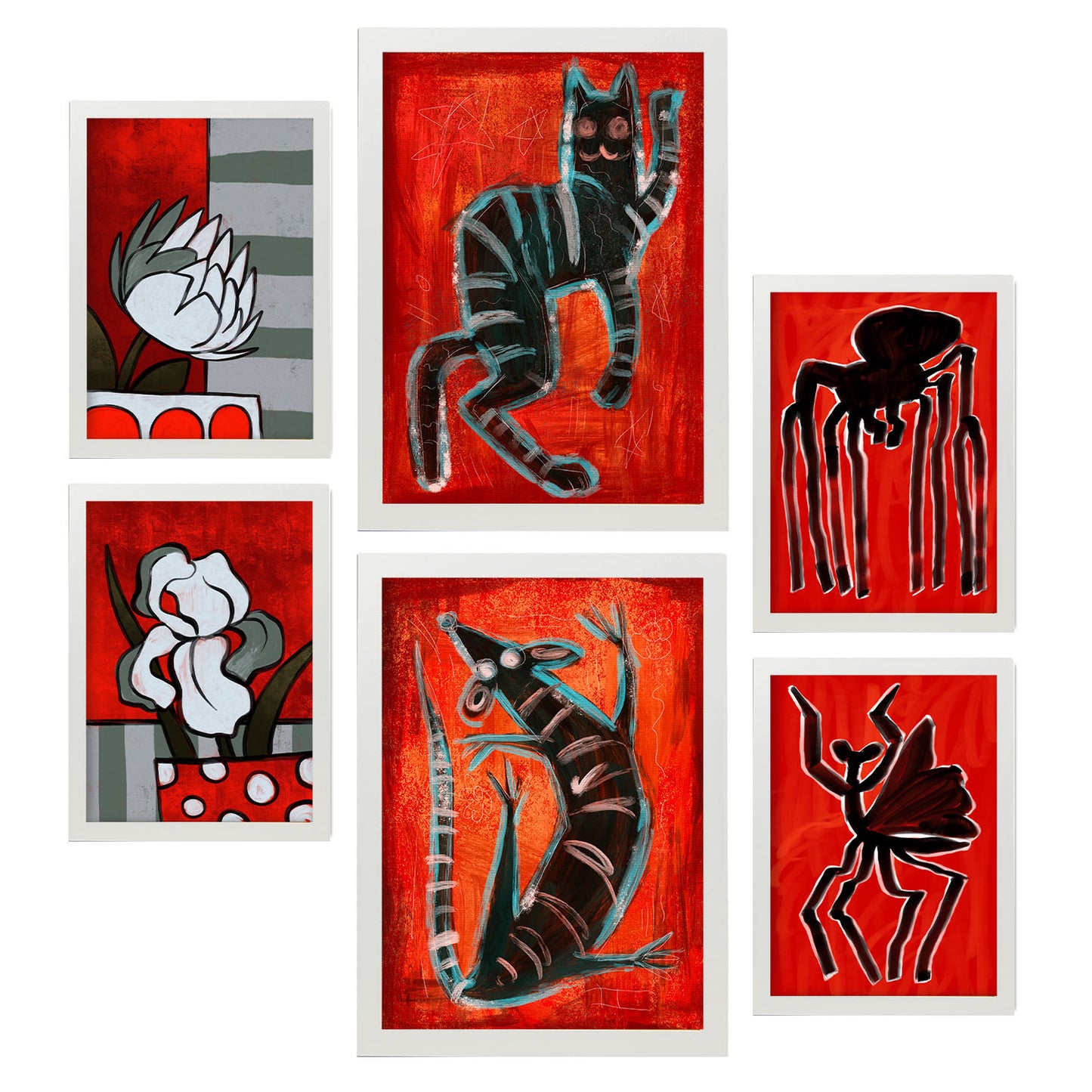 Set de 6 Láminas Nacnic de Criaturas y Animales Abstractos