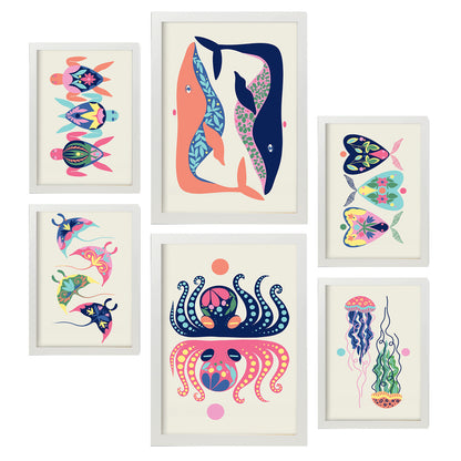 Nacnic Set de 6 Láminas de Creaturas y Animales Estampados Decorativos
