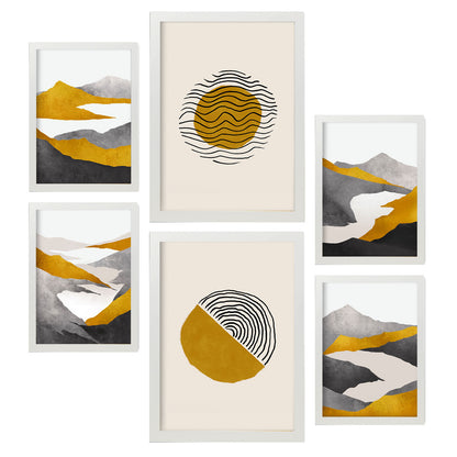 Nacnic Set de 6 Láminas de Naturaleza Cicloidal y Paisajes Abstractos