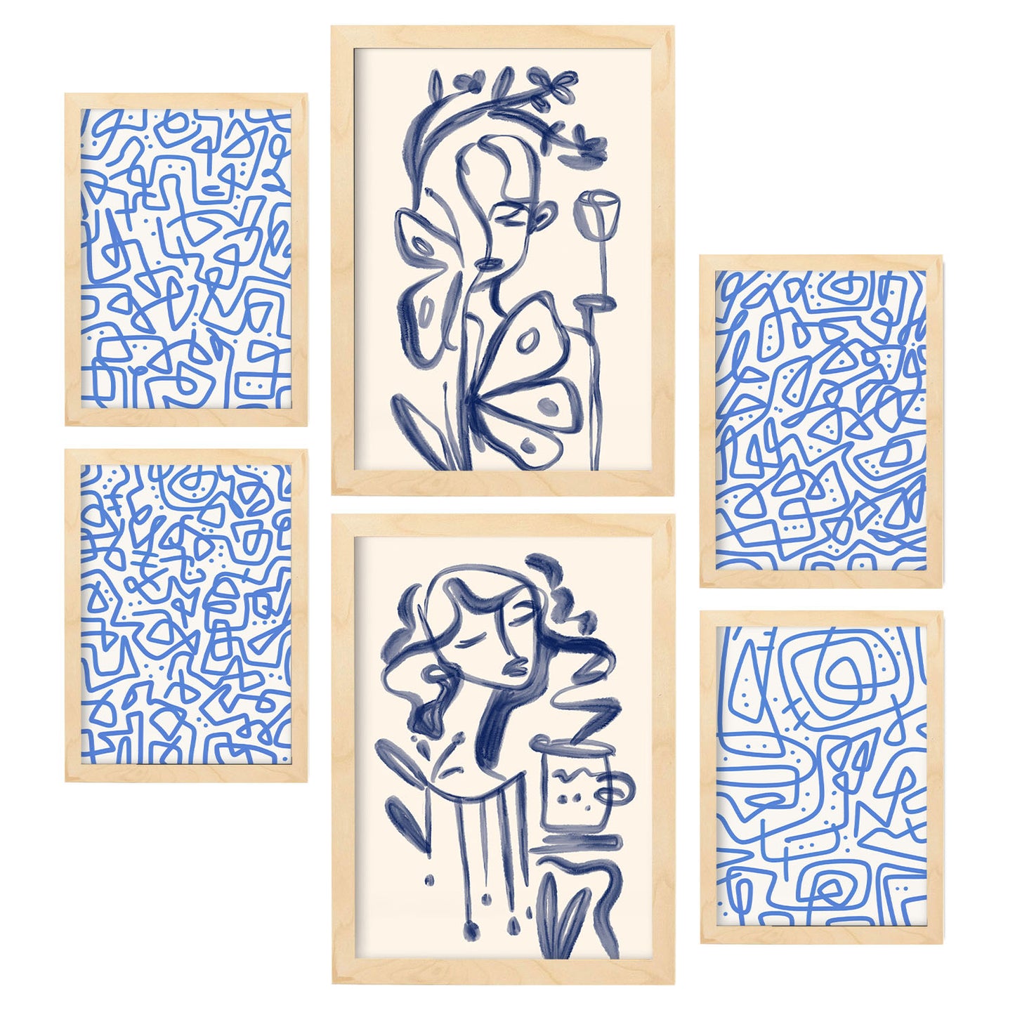 Nacnic Set de 6 Láminas de Muchacho en el marco en Abstracto Femenino