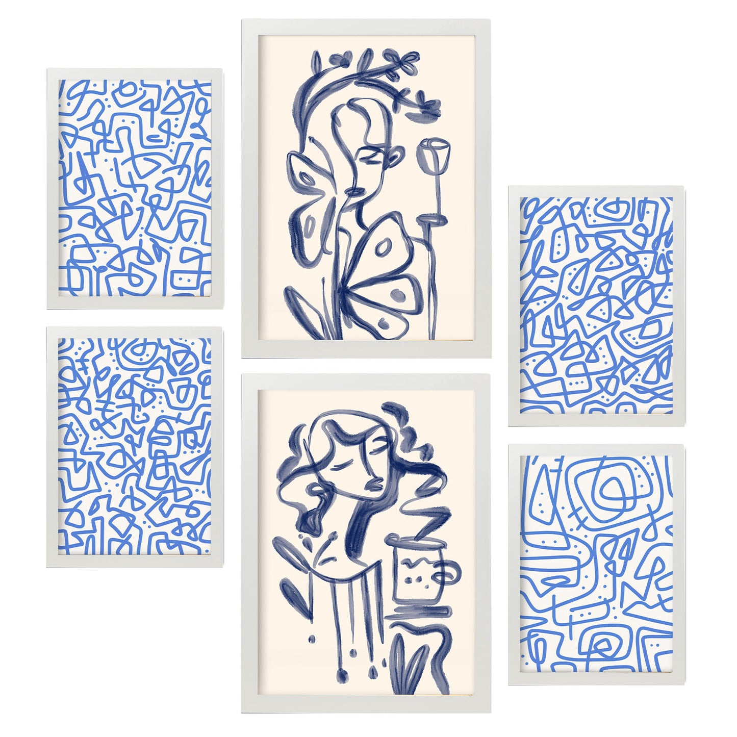 Nacnic Set de 6 Láminas de Muchacho en el marco en Abstracto Femenino