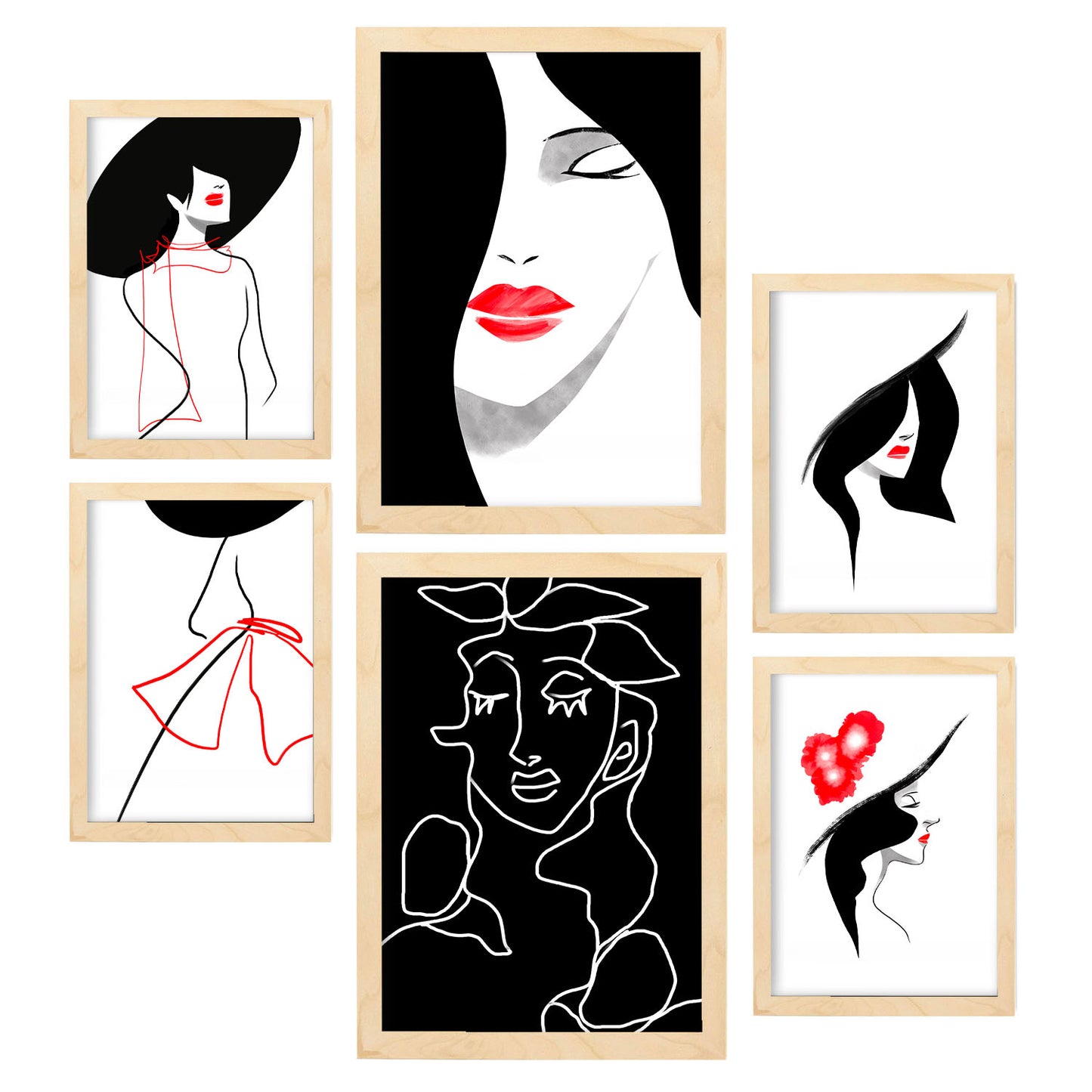 Set de 6 Láminas Belleza de Dotación Abstracto Femenino de Nacnic