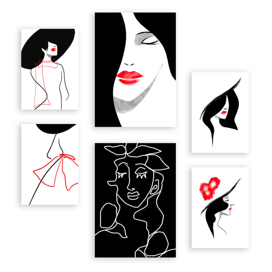 Set de 6 Láminas Belleza de Dotación Abstracto Femenino de Nacnic