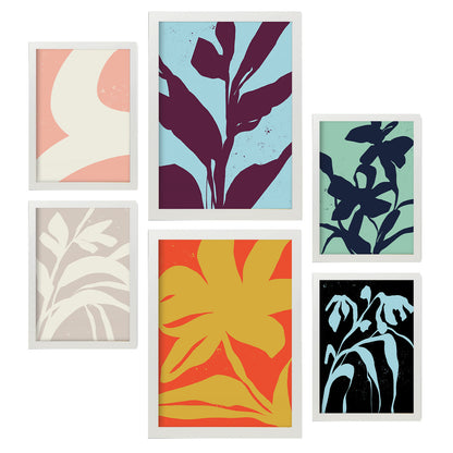 Nacnic Set de 6 Láminas Abstractas de Flores y Rayas